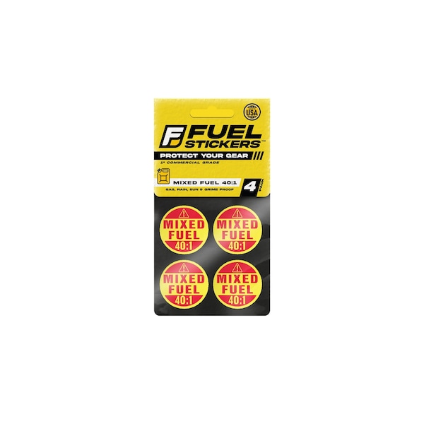 Fuel Stickers Mixed Fuel Sticker 40:1, 2-Cycle Label: Fuel Can & Outdoor Power Equipment, Hvy-Dty, 1'' Dia, 4PK Z-1RMF40-4PK - main